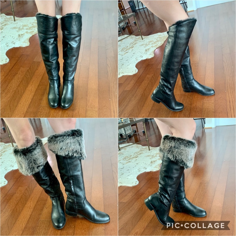 Italian leather and fur OTK boots